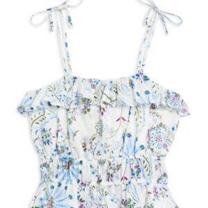 *Aqua Girls Cotton Floral Print Crop Tank Top Tie Shoulder Size XL